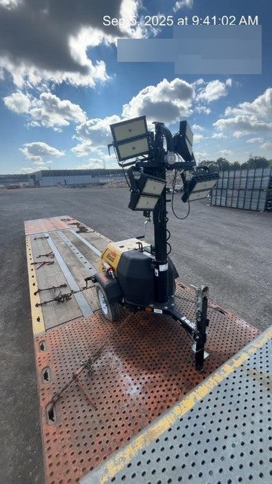 2021 Allmand NLV3GR (4) LED Light Fixture 350W, 23' Vertical Mast, 3kW Prime, Towable, Deep Sea L401, Leveling Jacks, Yanmar T4F 5.8hp