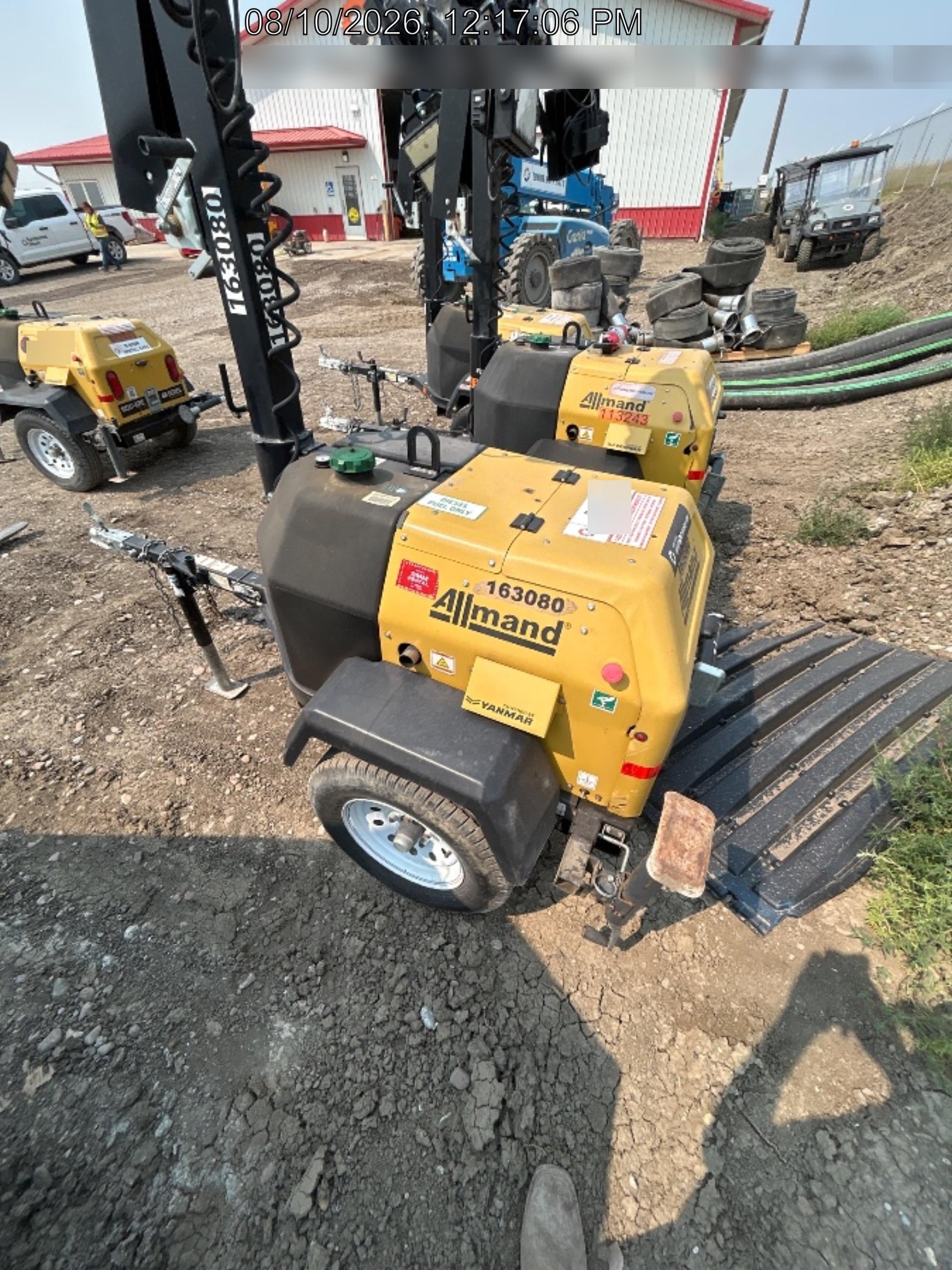 2021 Allmand NLV3GR (4) LED Light Fixture 350W, 23' Vertical Mast, 3kW Prime, Towable, Deep Sea L401, Leveling Jacks, Yanmar T4F 5.8hp