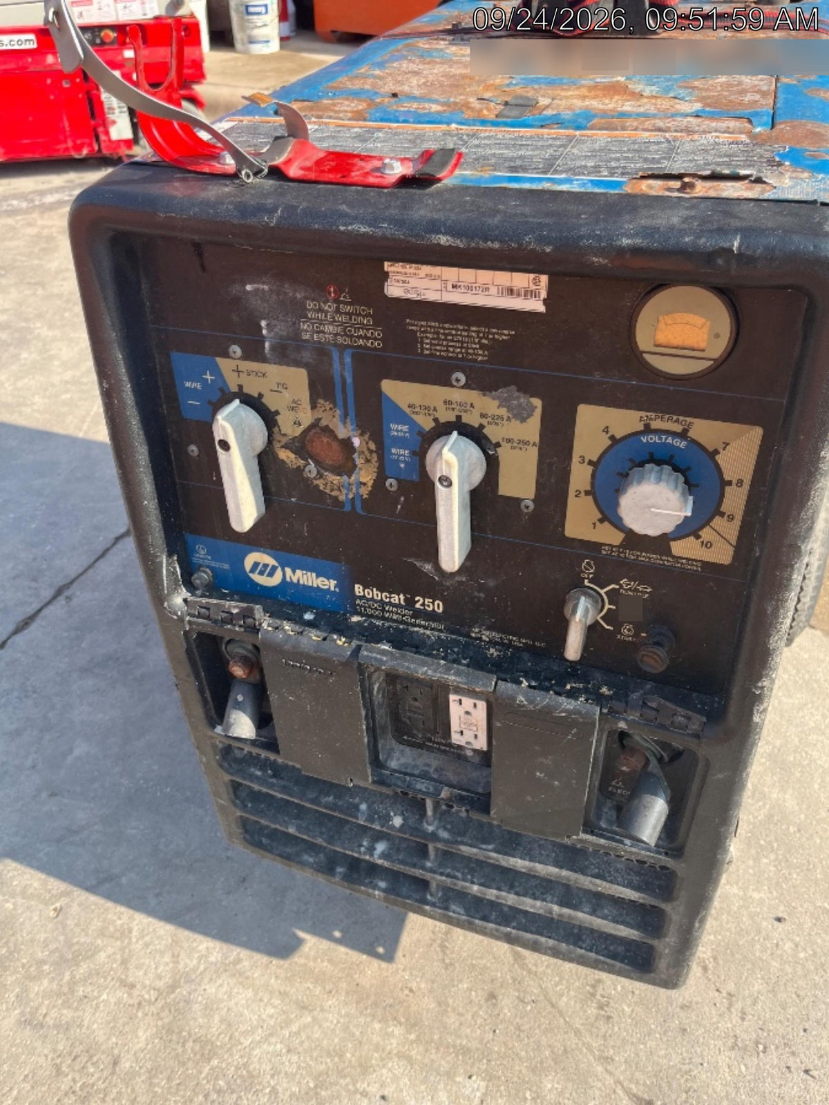 2019 Miller Electric BOBCAT 250 LP/Propane, Running Gear, Tank Bracket, Hose