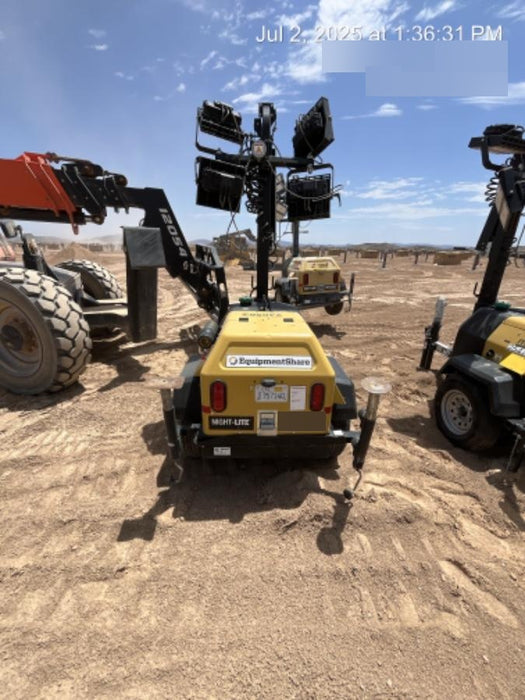 2022 Allmand NLV3GR (4) LED Light Fixture 350W, 23' Vertical Mast, 3kW Prime, Towable, Deep Sea L401, Leveling Jacks, Yanmar T4F 5.8hp