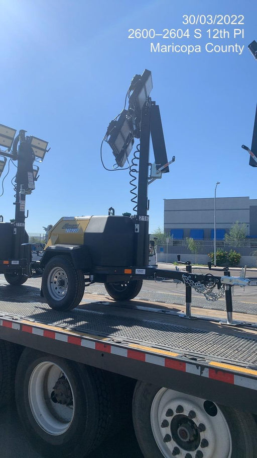 2022 Allmand NLV3GR (4) LED Light Fixture 350W, 23' Vertical Mast, 3kW Prime, Towable, Deep Sea L401, Leveling Jacks, Yanmar T4F 5.8hp