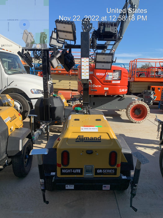 2022 Allmand NLV3GR (4) LED Light Fixture 350W, 23' Vertical Mast, 3kW Prime, Towable, ES Decals, T3