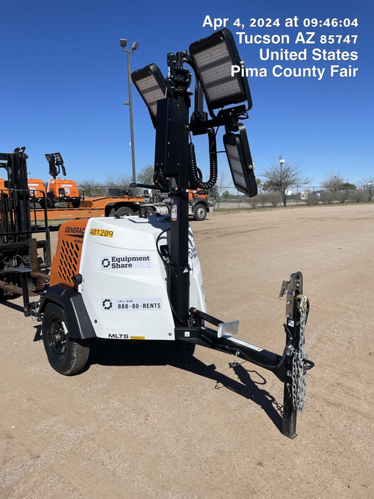 2024 Generac MLT2 Diesel, Flex Switch 120V Input, Powerzone Controller, 
(4) 320W LED Lights, 4kW Generator, 39.9 Gal Fuel Tank, 2" Ball, T3