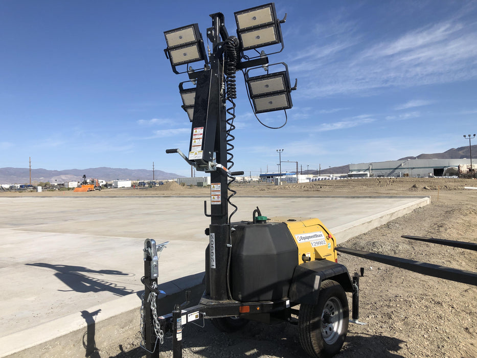 2021 Allmand NLV3GR (4) LED Light Fixture 350W, 23' Vertical Mast, 3kW Prime, Towable, Deep Sea L401, Leveling Jacks, Yanmar T4F 5.8hp