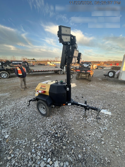 2022 Allmand NLV3GR (4) LED Light Fixture 350W, 23' Vertical Mast, 3kW Prime, Towable, ES Decals, T3