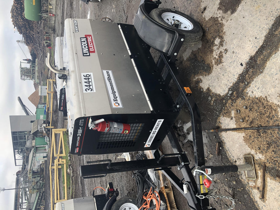 2019 Lincoln Electric Vantage 322 Welder Ready-Pak 3, Two wheel trailer, Fender and Light kit, Cable Rack