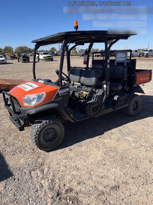 2022 Kubota RTV-X1140W-H Plastic Canopy, Windshield Acrylic Clear, LED Strobe Light, Wire Harness Kit, Back up Alarm