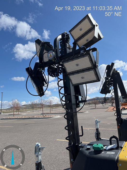 2022 Allmand NLV3GR (4) LED Light Fixture 350W, 23' Vertical Mast, 3kW Prime, Towable, ES Decals, T3