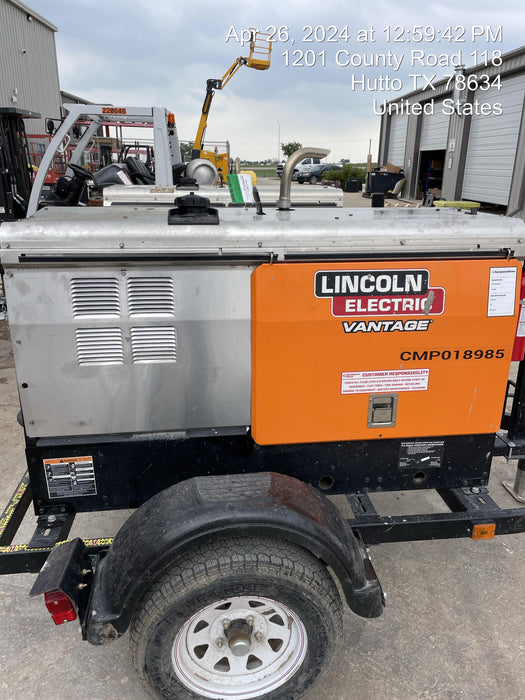 2021 Lincoln Electric Vantage 322 Vantage 322 Ready Pak 3 w/ Decals, ORANGE (includes trailer, cable rack, fender light kit) NO Telematics