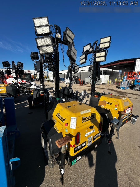 2022 Allmand NLV3GR (4) LED Light Fixture 350W, 23' Vertical Mast, 3kW Prime, Towable, ES Decals, T3