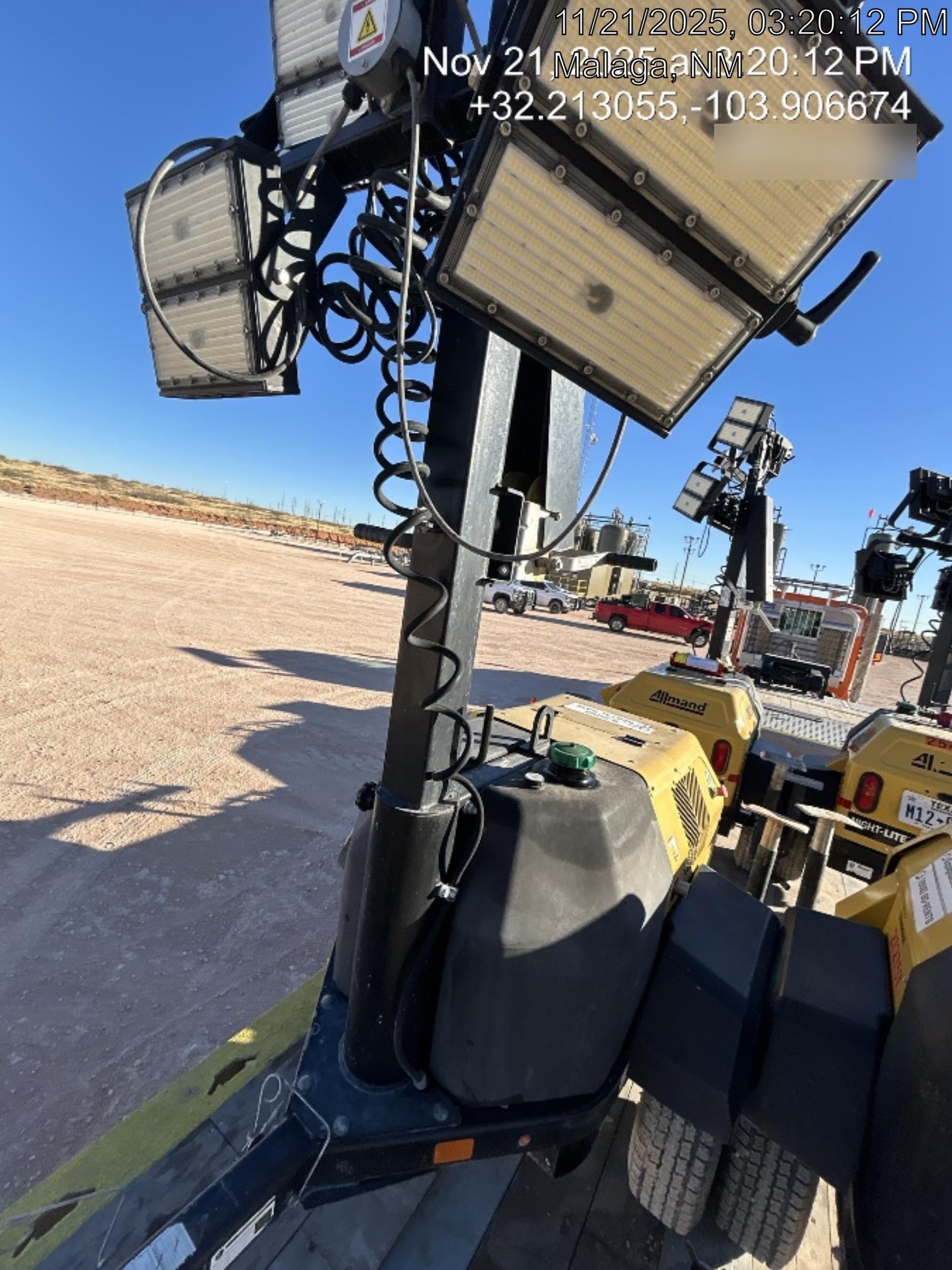 2021 Allmand NLV3GR (4) LED Light Fixture 350W, 23' Vertical Mast, 3kW Prime, Towable, Deep Sea L401, Leveling Jacks, Yanmar T4F 5.8hp
