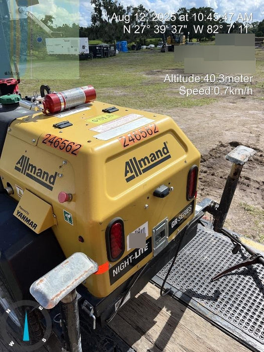 2022 Allmand NLV3GR (4) LED Light Fixture 350W, 23' Vertical Mast, 3kW Prime, Towable