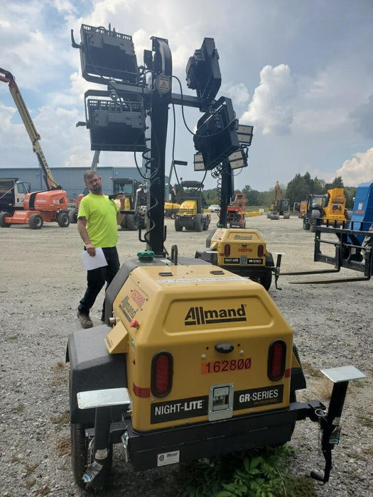 2021 Allmand NLV3GR (4) LED Light Fixture 350W, 23' Vertical Mast, 3kW Prime, Towable, Deep Sea L401, Leveling Jacks, Yanmar T4F 5.8hp