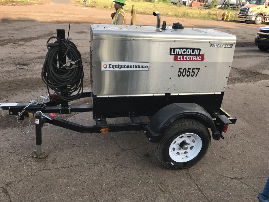 2019 Lincoln Electric Vantage 322 Welder Ready-Pak 3, Two wheel trailer, Fender and Light kit, Cable Rack