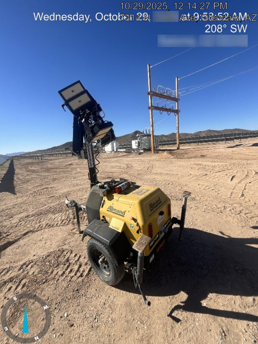 2021 Allmand NLV3GR (4) LED Light Fixture 350W, 23' Vertical Mast, 3kW Prime, Towable, Deep Sea L401, Leveling Jacks, Yanmar T4F 5.8hp