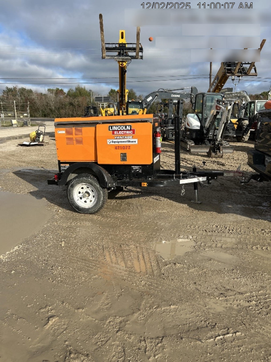 2024 Lincoln Electric Vantage 322 Welder Ready-Pak 3, Two wheel trailer, Fender and Light kit, Cable Rack, Orange