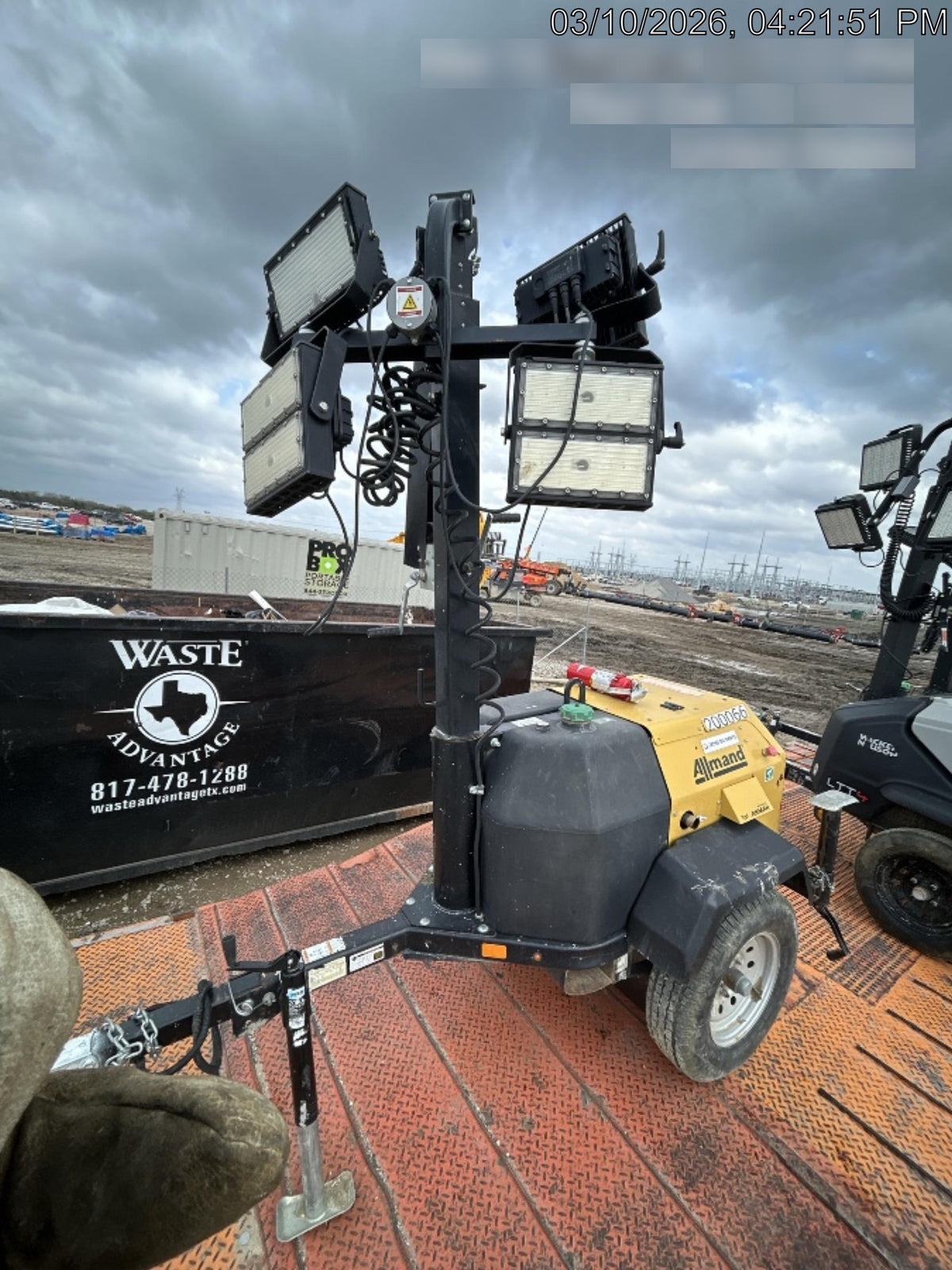 2022 Allmand NLV3GR (4) LED Light Fixture 350W, 23' Vertical Mast, 3kW Prime, Towable, Deep Sea L401, Leveling Jacks, Yanmar T4F 5.8hp