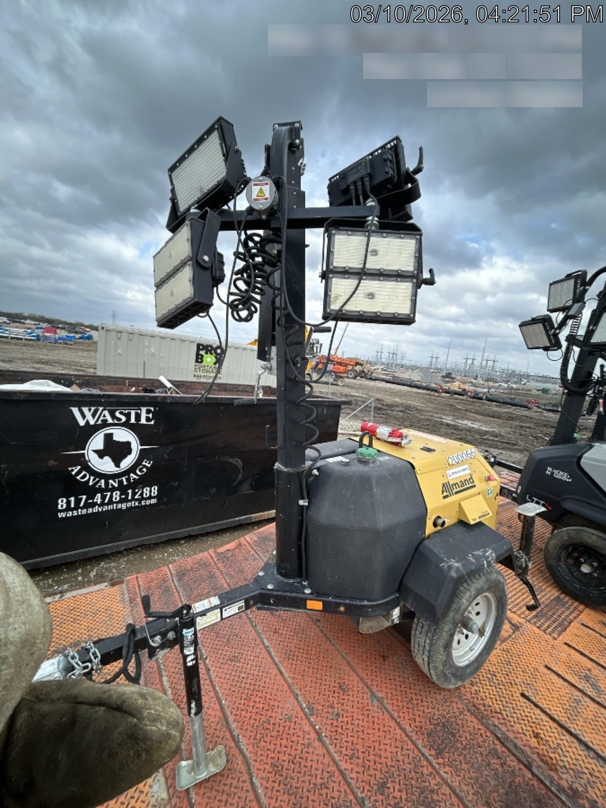 2022 Allmand NLV3GR (4) LED Light Fixture 350W, 23' Vertical Mast, 3kW Prime, Towable, Deep Sea L401, Leveling Jacks, Yanmar T4F 5.8hp