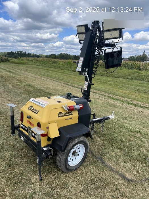 Allmand NLV3GR (4) LED Light Fixture 350W, 23' Vertical Mast, 3kW Prime, Towable, Deep Sea L401, Leveling Jacks, Yanmar T4F 5.8hp