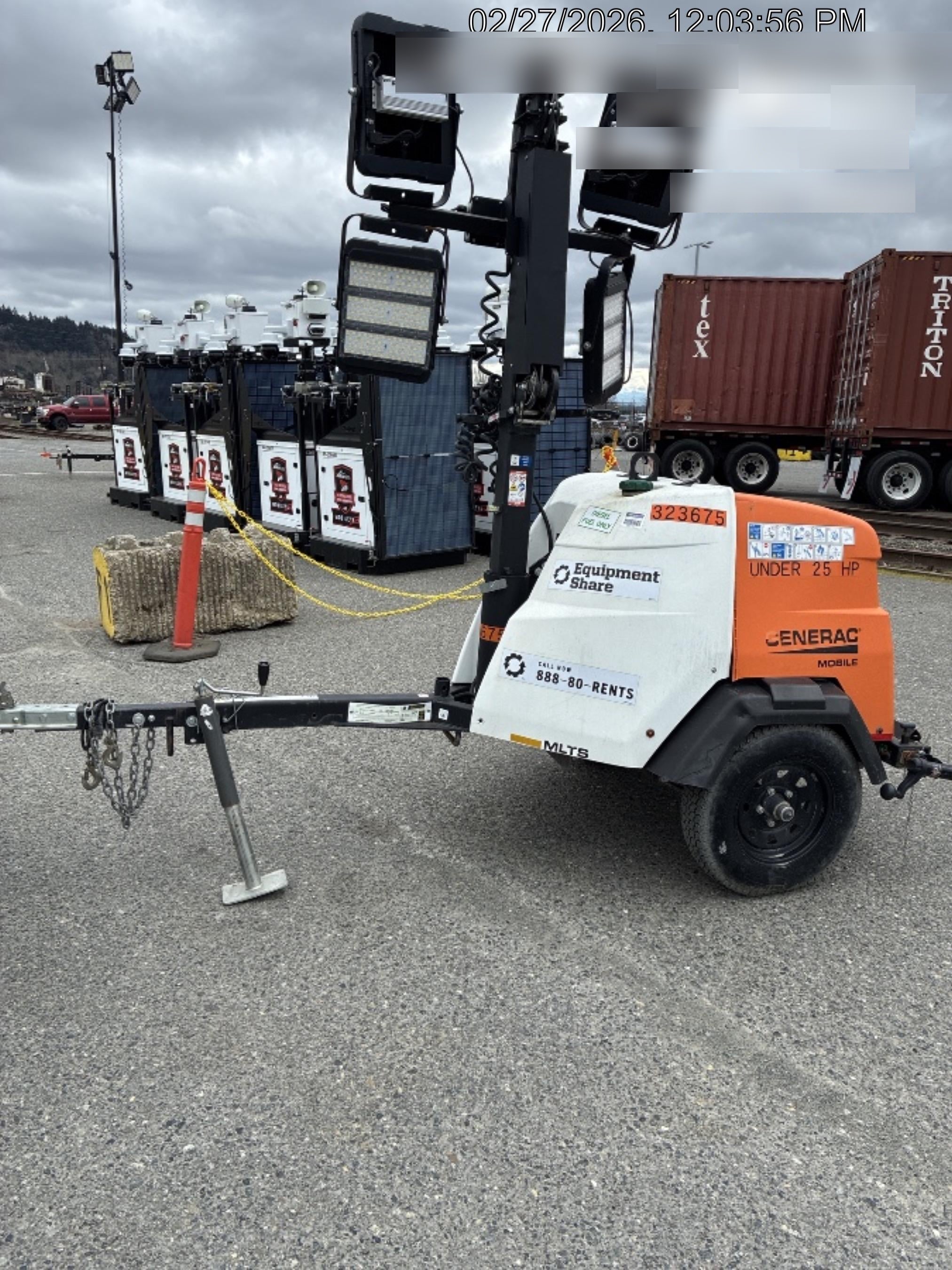 2023 Generac MLT2 Diesel, Flex Switch 120V Input, Powerzone Controller, (4) 320W LED Lights, 4kW Generator, 39.9 Gal Fuel Tank, 2" Ball, T3