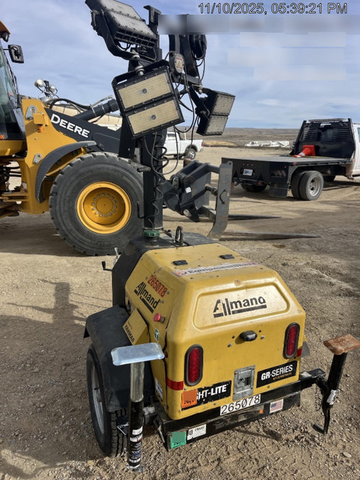 2022 Allmand NLV3GR (4) LED Light Fixture 350W, 23' Vertical Mast, 3kW Prime, Towable, ES Decals, T3