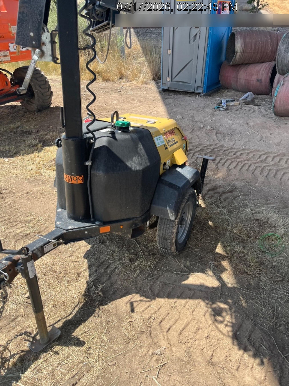 2022 Allmand NLV3GR (4) LED Light Fixture 350W, 23' Vertical Mast, 3kW Prime, Towable, Deep Sea L401, Leveling Jacks, Yanmar T4F 5.8hp