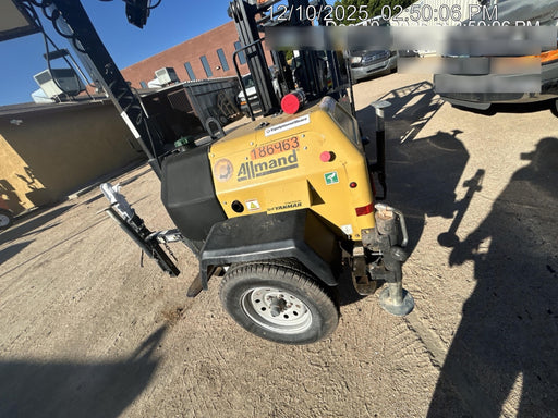 Allmand NLV3GR (4) LED Light Fixture 350W, 23' Vertical Mast, 3kW Prime, Towable, Deep Sea L401, Leveling Jacks, Yanmar T4F 5.8hp