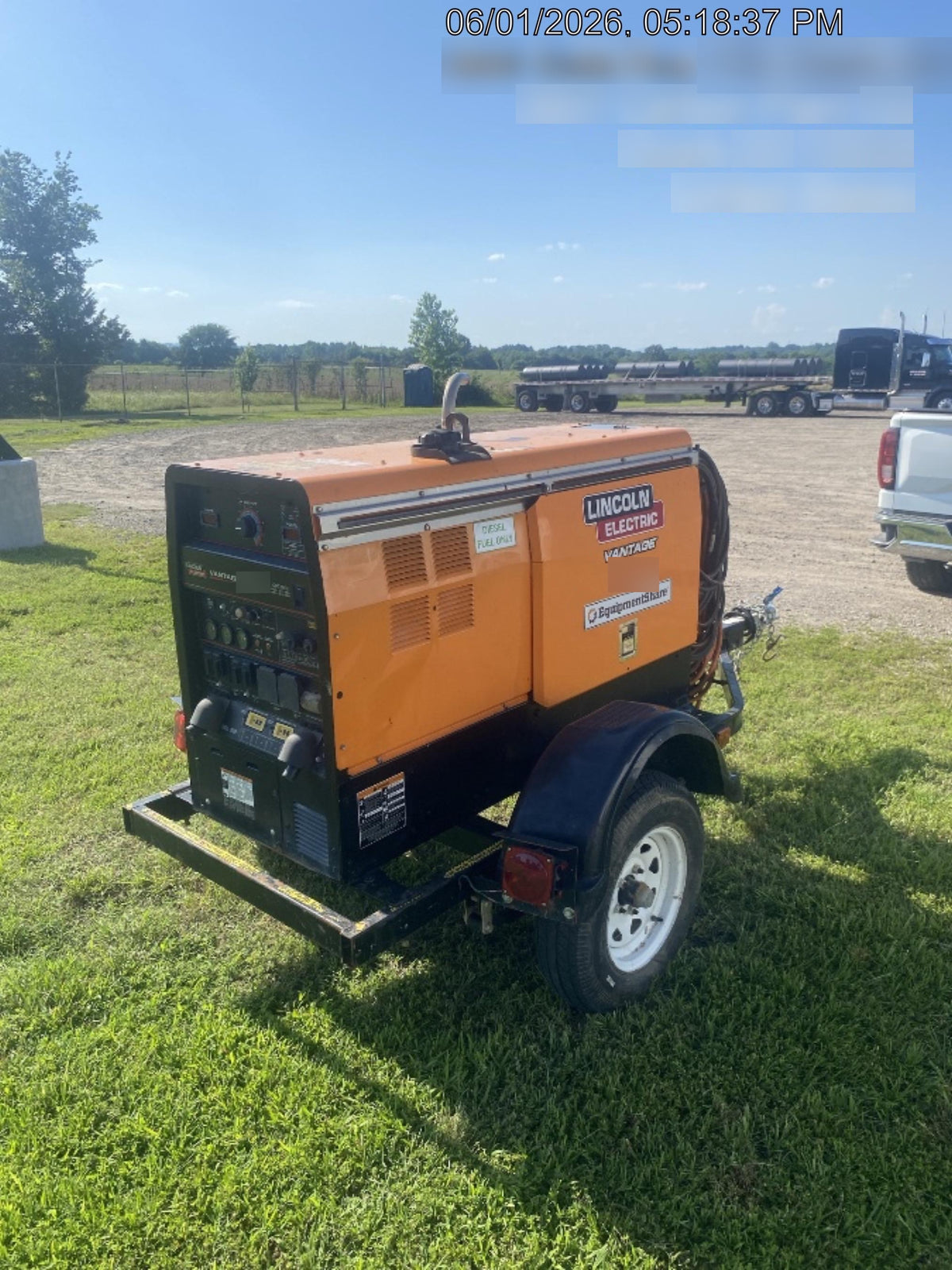 2021 Lincoln Electric Vantage 322 Vantage 322 Ready Pak 3 w/ Decals, ORANGE (includes trailer, cable rack, fender light kit) NO Telematics