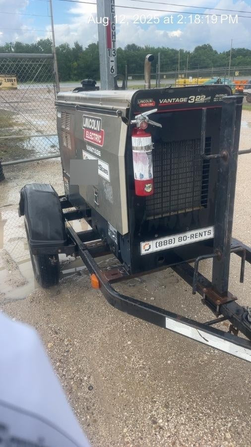 2019 Lincoln Electric Vantage 322 Ready-Pak 3, Two Wheel Trailer, Fender and Light Kit, Cable Rack