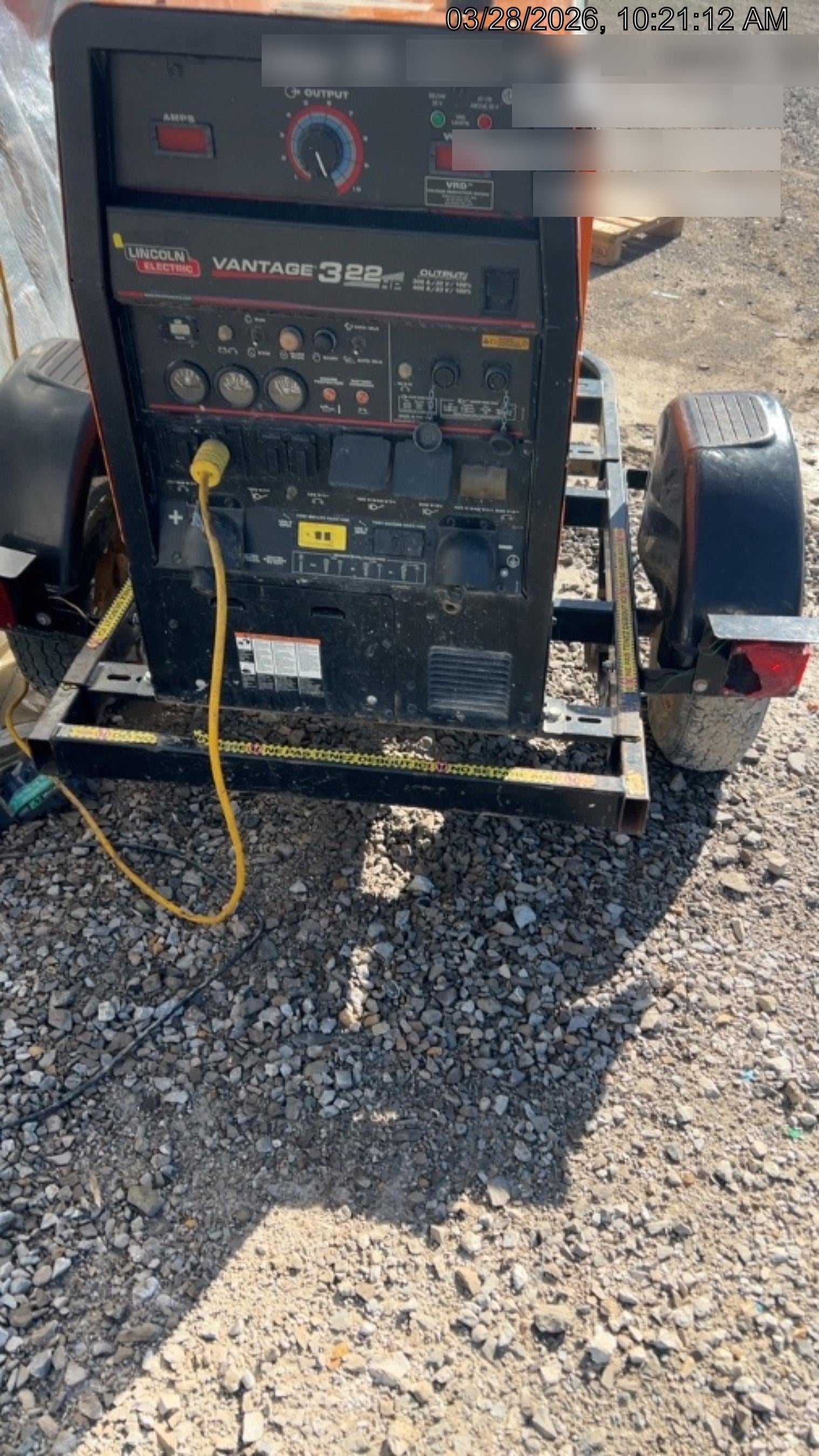 2021 Lincoln Electric Vantage 322 Vantage 322 Ready Pak 3 w/ Decals, ORANGE (includes trailer, cable rack, fender light kit) NO Telematics