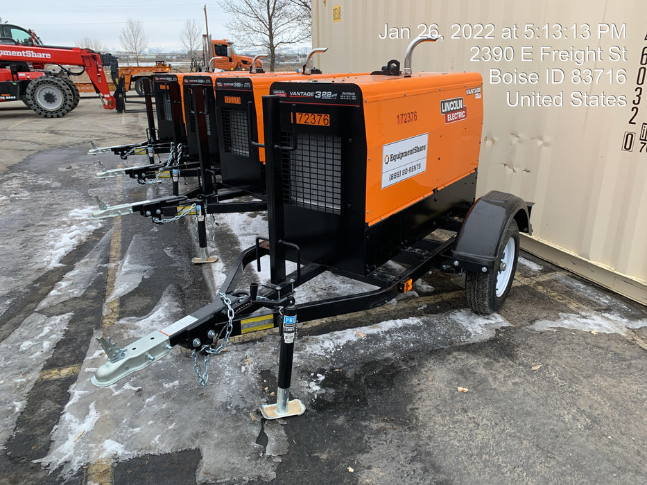 2021 Lincoln Electric Vantage 322 Vantage 322 Ready Pak 3 w/ Decals, ORANGE (includes trailer, cable rack, fender light kit) NO Telematics