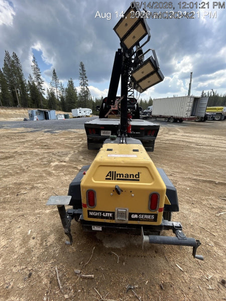 2020 Allmand NLV3GR (4) LED Light Fixture 350W, 23' Vertical Mast, 3kW Prime, Towable, Deep Sea L401, Leveling Jacks, Yanmar T4F 5.8hp