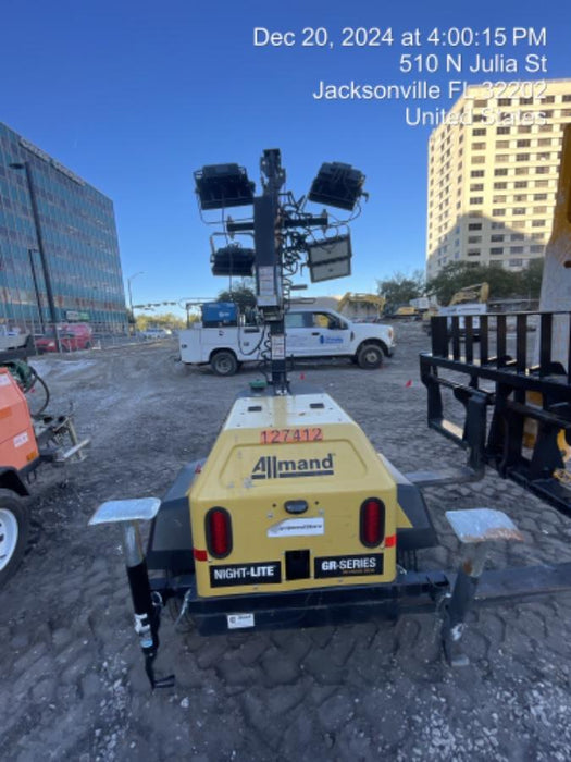2021 Allmand NLV3GR (4) LED Light Fixture 350W, 23' Vertical Mast, 3kW Prime, Towable, Deep Sea L401, Leveling Jacks, Yanmar T4F 5.8hp