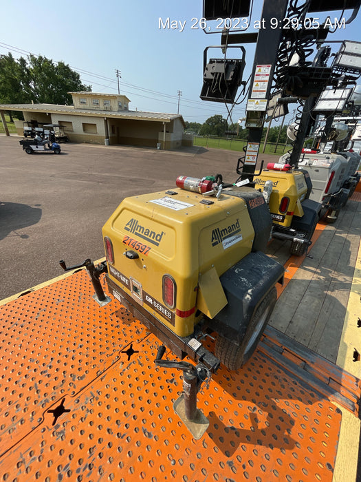 2022 Allmand NLV3GR (4) LED Light Fixture 350W, 23' Vertical Mast, 3kW Prime, Towable, Deep Sea L401, Leveling Jacks, Yanmar T4F 5.8hp