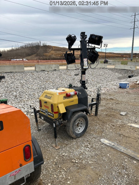 2021 Allmand NLV3GR (4) LED Light Fixture 350W, 23' Vertical Mast, 3kW Prime, Towable, Deep Sea L401, Leveling Jacks, Yanmar T4F 5.8hp