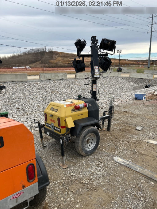 2021 Allmand NLV3GR (4) LED Light Fixture 350W, 23' Vertical Mast, 3kW Prime, Towable, Deep Sea L401, Leveling Jacks, Yanmar T4F 5.8hp