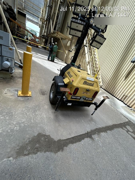 2022 Allmand NLV3GR (4) LED Light Fixture 350W, 23' Vertical Mast, 3kW Prime, Towable, Deep Sea L401, Leveling Jacks, Yanmar T4F 5.8hp