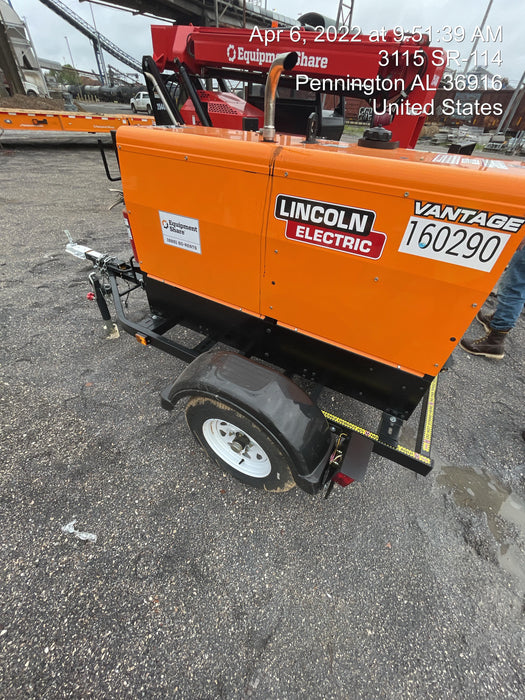 2021 Lincoln Electric Vantage 322 Vantage 322 Ready Pak 3 w/ Decals, ORANGE (includes trailer, cable rack, fender light kit) NO Telematics