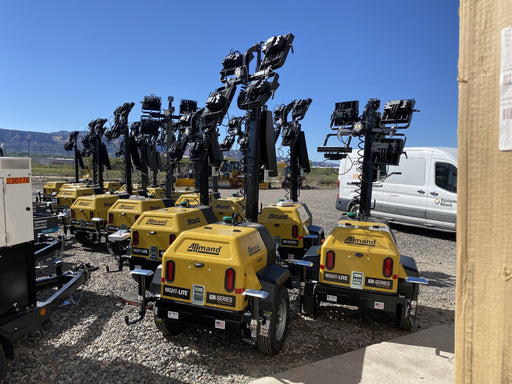 2022 Allmand NLV3GR (4) LED Light Fixture 350W, 23' Vertical Mast, 3kW Prime, Towable, ES Decals, T3