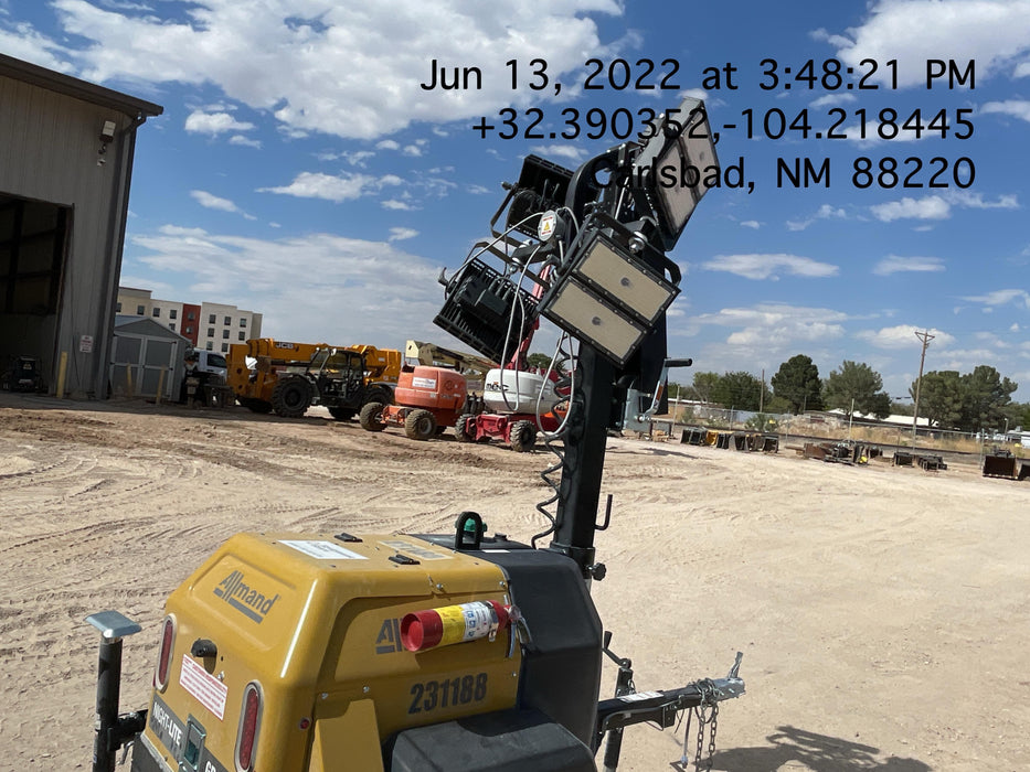 2022 Allmand NLV3GR (4) LED Light Fixture 350W, 23' Vertical Mast, 3kW Prime, Towable, Deep Sea L401, Leveling Jacks, Yanmar T4F 5.8hp