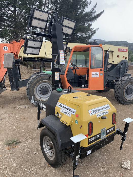 2021 Allmand NLV3GR (4) LED Light Fixture 350W, 23' Vertical Mast, 3kW Prime, Towable, Deep Sea L401, Leveling Jacks, Yanmar T4F 5.8hp