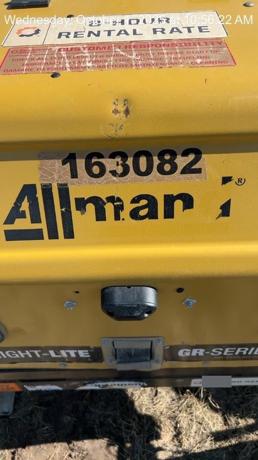 2021 Allmand NLV3GR (4) LED Light Fixture 350W, 23' Vertical Mast, 3kW Prime, Towable, Deep Sea L401, Leveling Jacks, Yanmar T4F 5.8hp