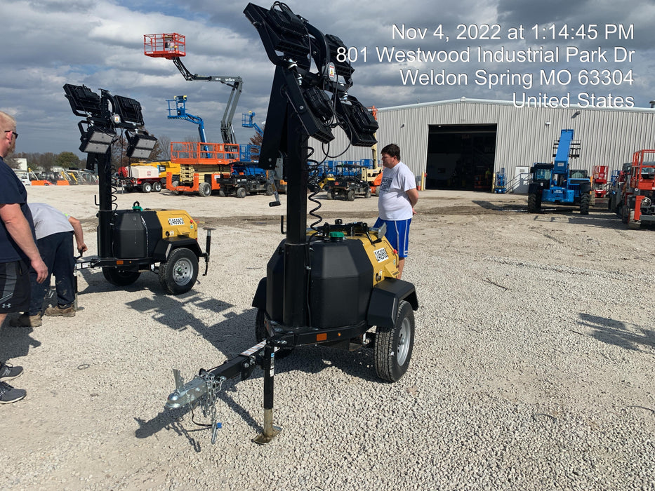 2022 Allmand NLV3GR (4) LED Light Fixture 350W, 23' Vertical Mast, 3kW Prime, Towable, ES Decals, T3