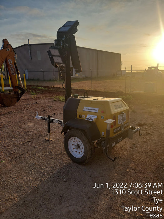 2021 Allmand NLV3GR (4) LED Light Fixture 350W, 23' Vertical Mast, 3kW Prime, Towable, Deep Sea L401, Leveling Jacks, Yanmar T4F 5.8hp