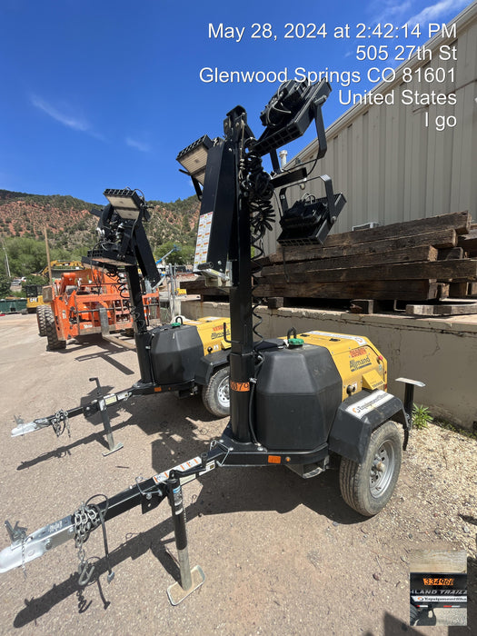 2022 Allmand NLV3GR (4) LED Light Fixture 350W, 23' Vertical Mast, 3kW Prime, Towable, ES Decals, T3