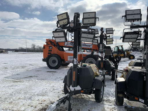 2021 Allmand NLV3GR (4) LED Light Fixture 350W, 23' Vertical Mast, 3kW Prime, Towable, Deep Sea L401, Leveling Jacks, Yanmar T4F 5.8hp