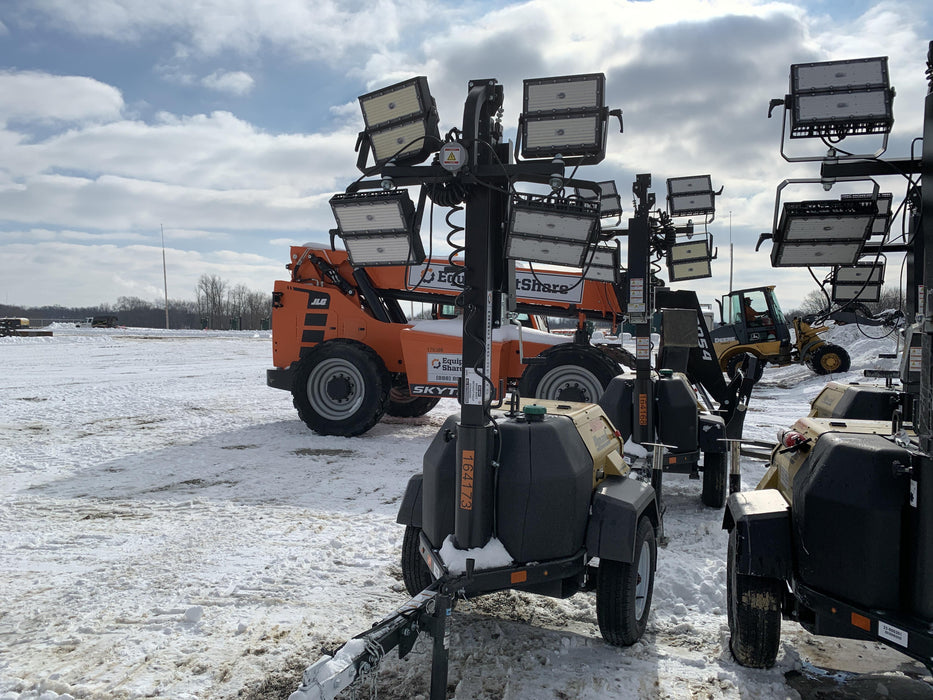 2021 Allmand NLV3GR (4) LED Light Fixture 350W, 23' Vertical Mast, 3kW Prime, Towable, Deep Sea L401, Leveling Jacks, Yanmar T4F 5.8hp