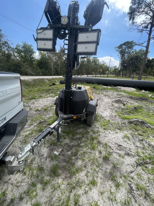 2022 Allmand NLV3GR (4) LED Light Fixture 350W, 23' Vertical Mast, 3kW Prime, Towable, Deep Sea L401, Leveling Jacks, Yanmar T4F 5.8hp