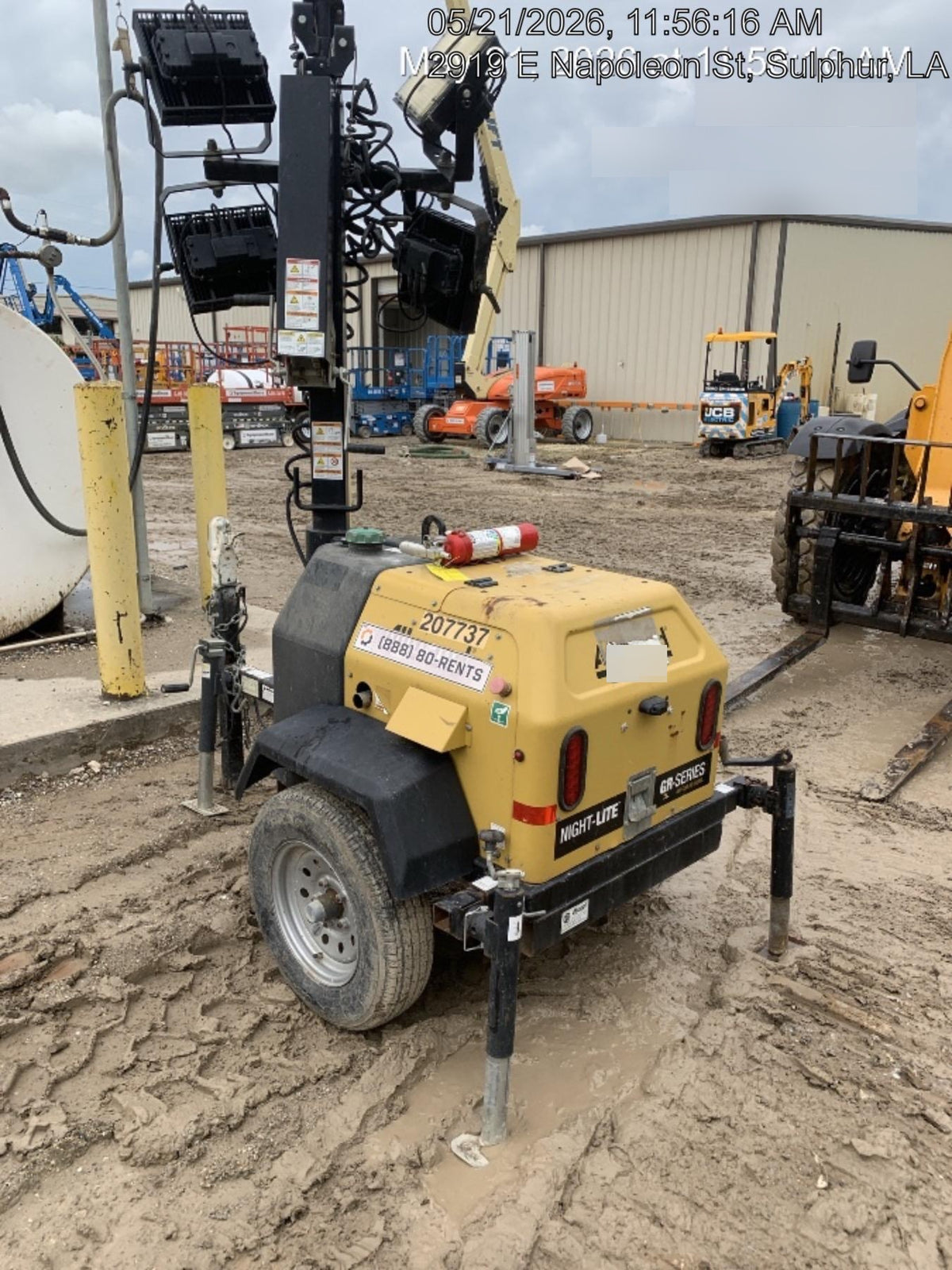 2022 Allmand NLV3GR (4) LED Light Fixture 350W, 23' Vertical Mast, 3kW Prime, Towable, Deep Sea L401, Leveling Jacks, Yanmar T4F 5.8hp