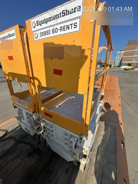 Custom Equipment HB-1430 <ul>
 <li>Hy-Brid Scissor Lift</li>
  <li>Platform capacity up to 670 lbs.</li>
  <li>Working height up to 20 ft</li>
  <li>Weighs under 1,700 lbs.</li>
  <li>Non-marking wheels </li>
</ul>